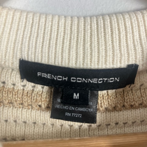 French Connection Sleeveless tan and gold knitted sweater size medium - Picture 2 of 5